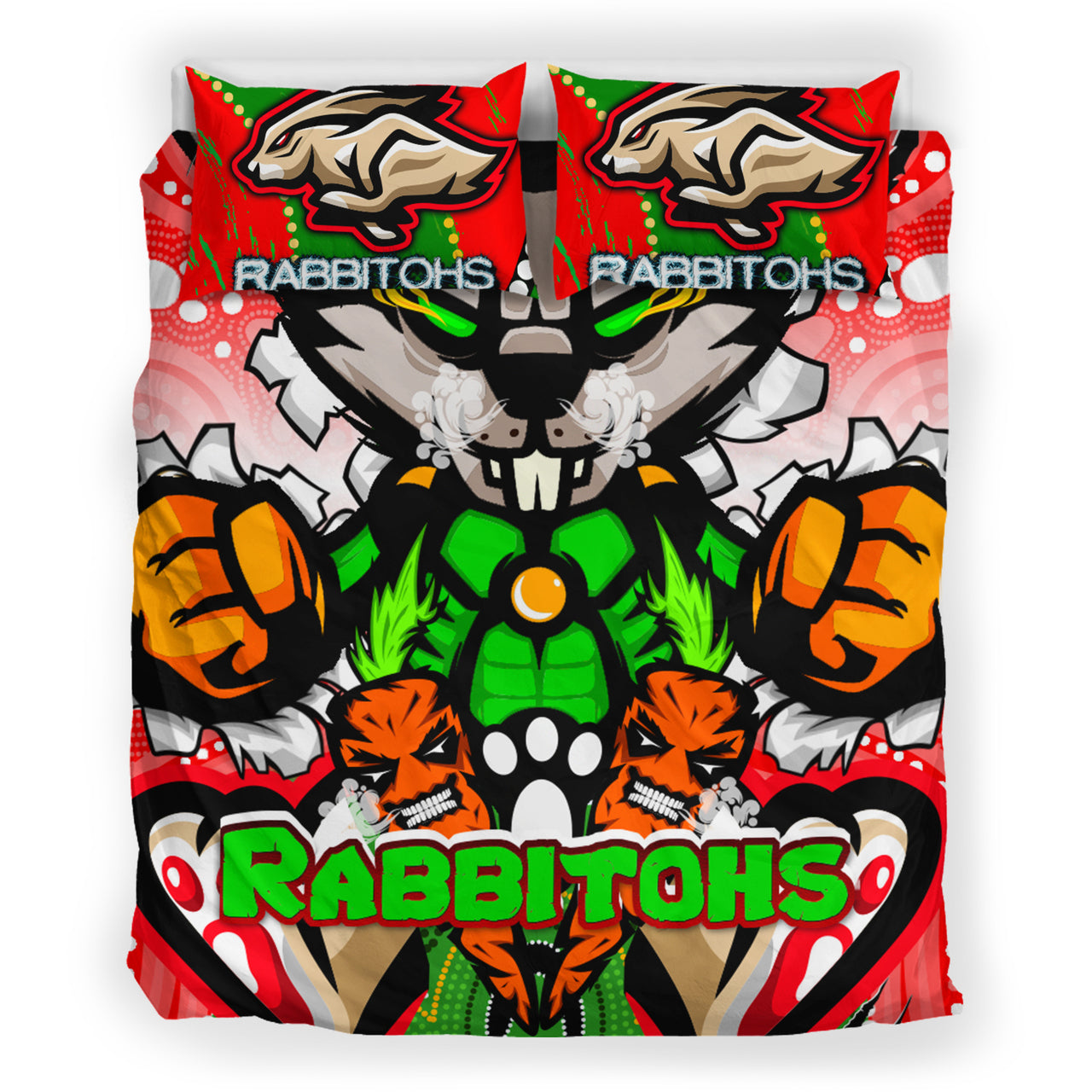 Rabbitohs Aboriginal Rugby Bedding Set - Rabbitohs Stand Above the Rest Scratch Style RLT13 - Vibe Hoodie Shop