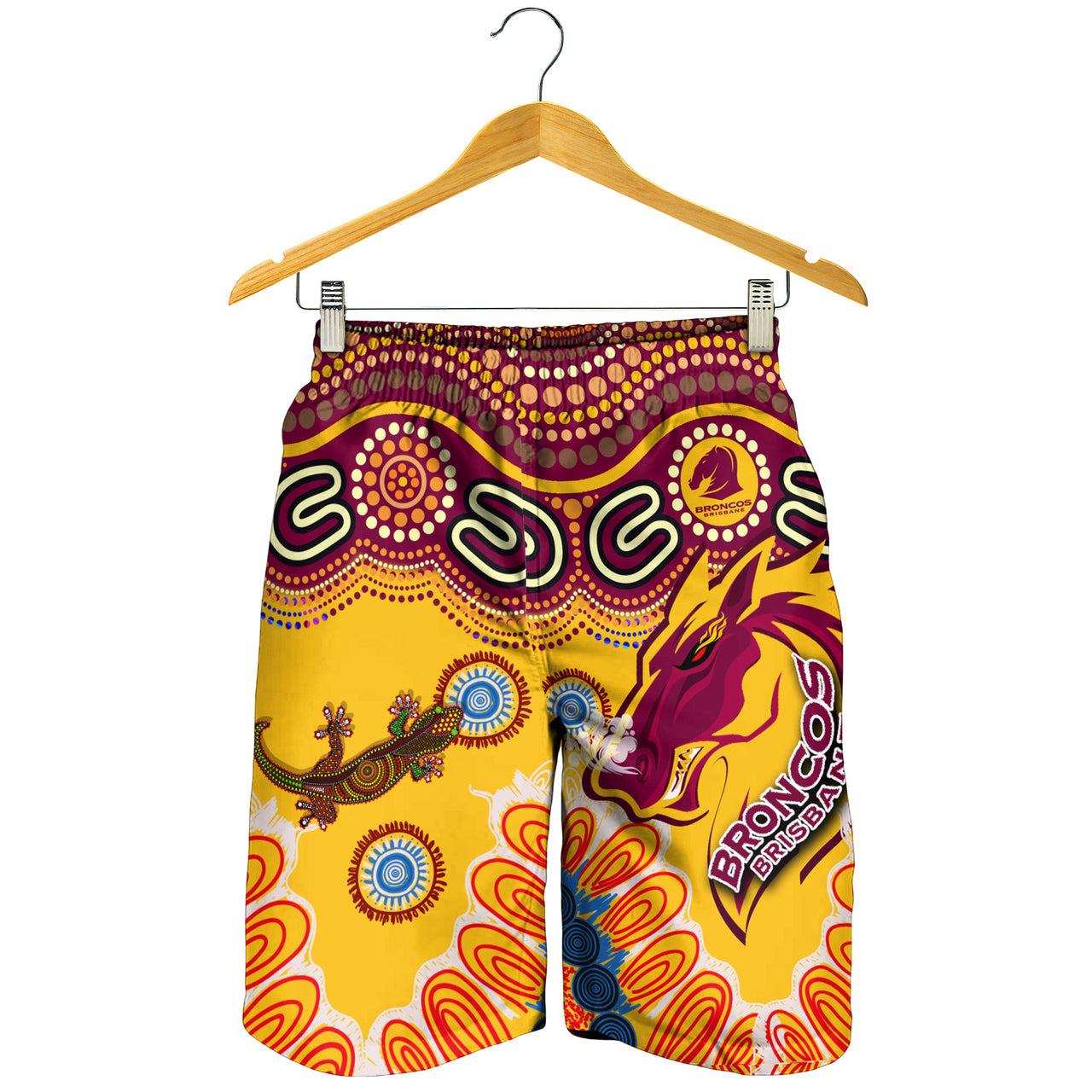 Broncos 2022 Rugby Custom Men Short - Indigenous Super Broncos With Aussie Gecko RLT13 - Vibe Hoodie Shop