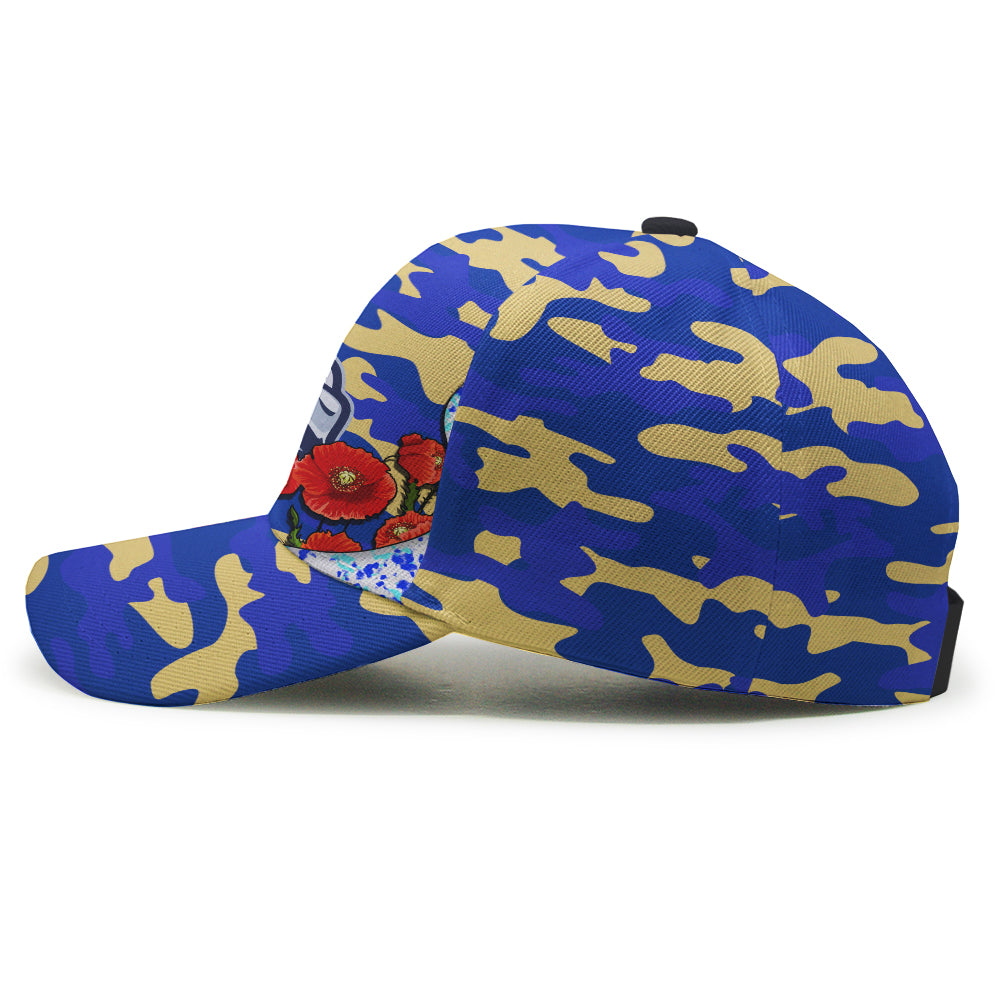 Bulldogs Rugby Cap - Bulldogs Remembrance Day With Red Poppy Cap - Vibe Hoodie Shop