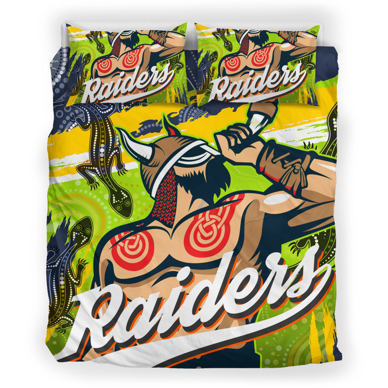 Raiders 2022 Custom Aboriginal Bedding Set - The Indigenous Viking Soul RLT13 - Vibe Hoodie Shop