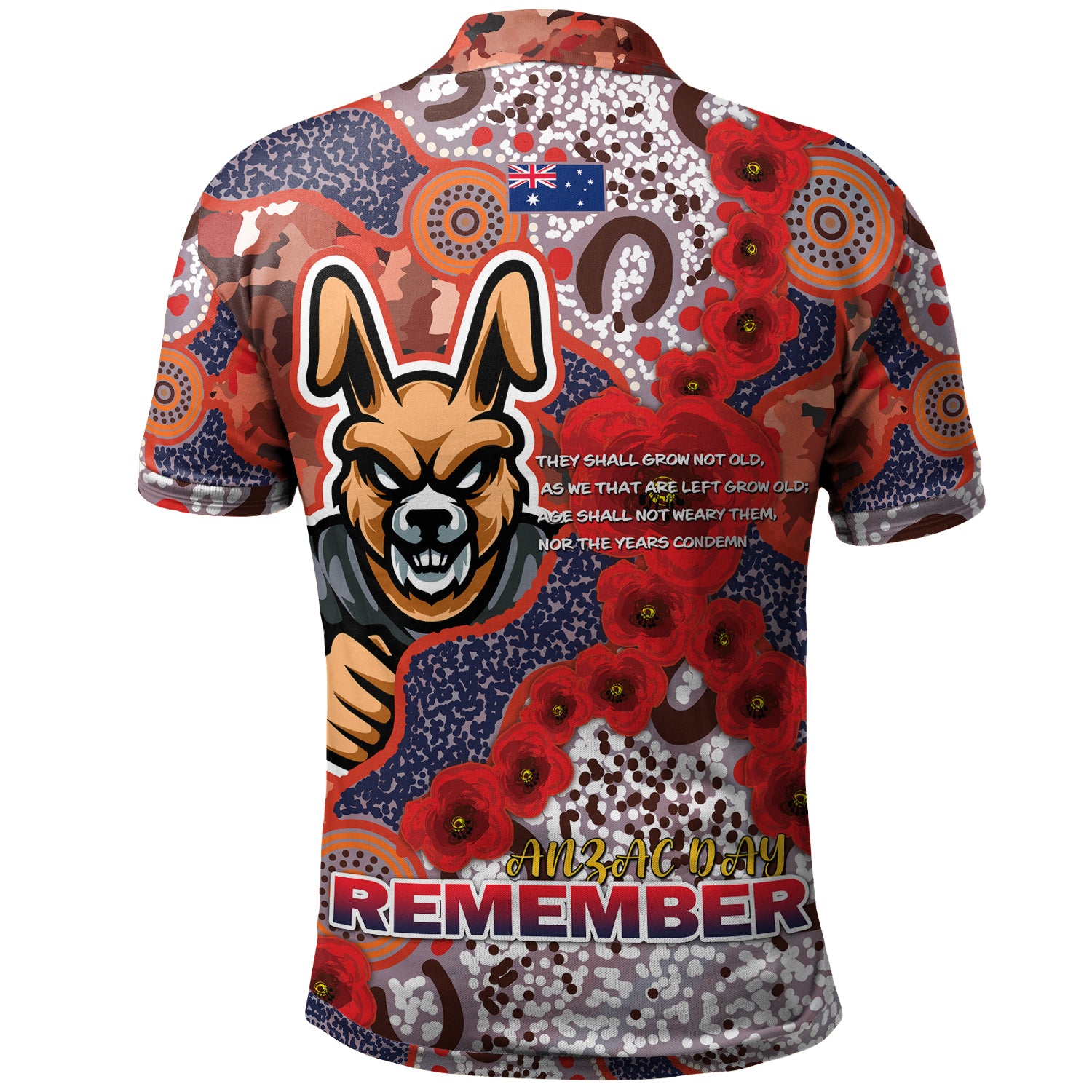 Australia South Sydney Anzac Polo Shirt - Custom Souths with Aboriginal Inspired Poppy Flowers Polo Shirt - Vibe Hoodie Shop