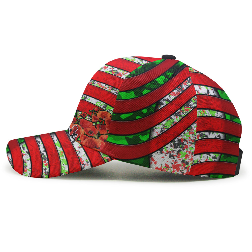 Rabbitohs Rugby Cap - Rabbitohs Remembrance Day And Poppies Cap - Vibe Hoodie Shop