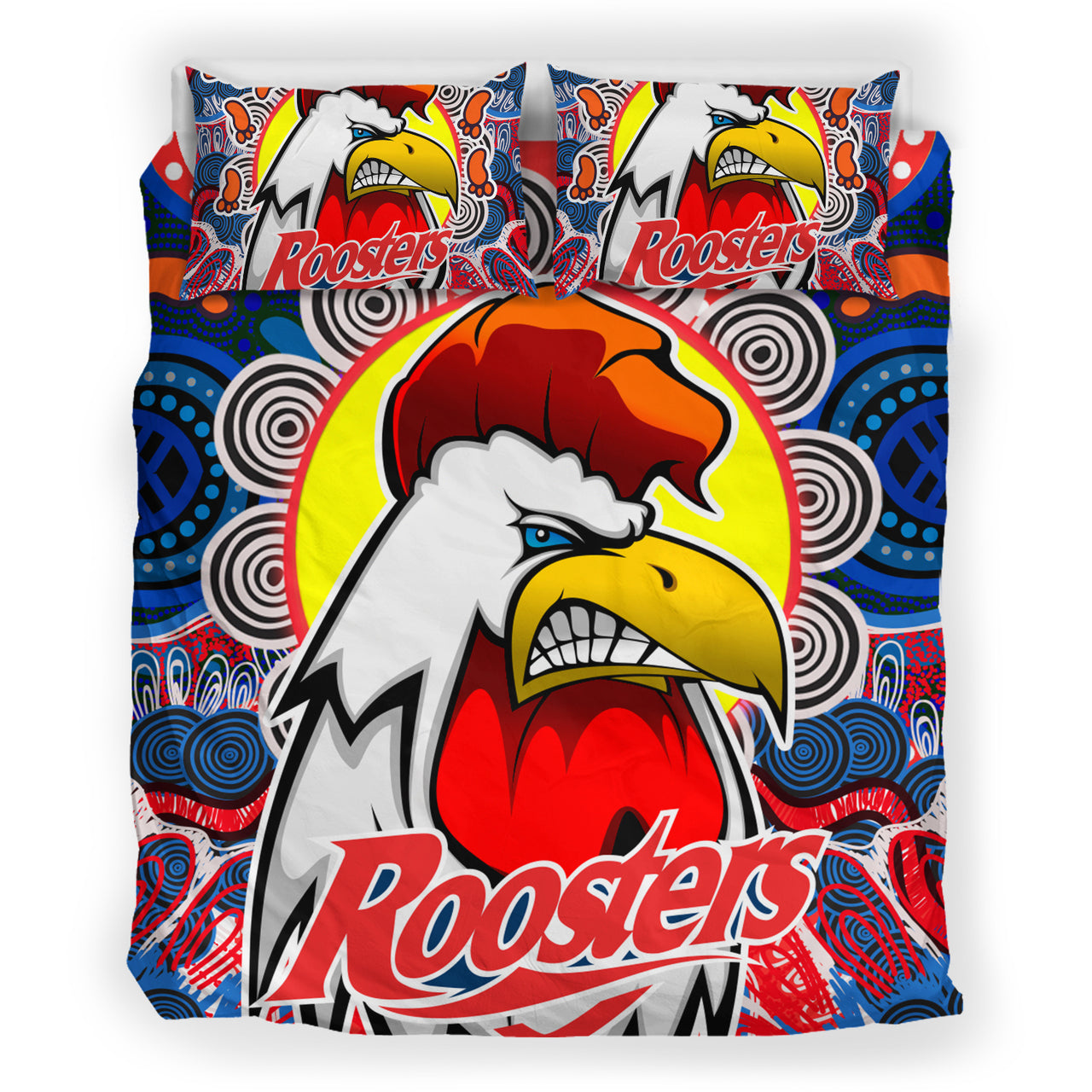 Roosters Indigenous Rugby Custom Bedding Set - Protection Under the Sun RLT13 - Vibe Hoodie Shop