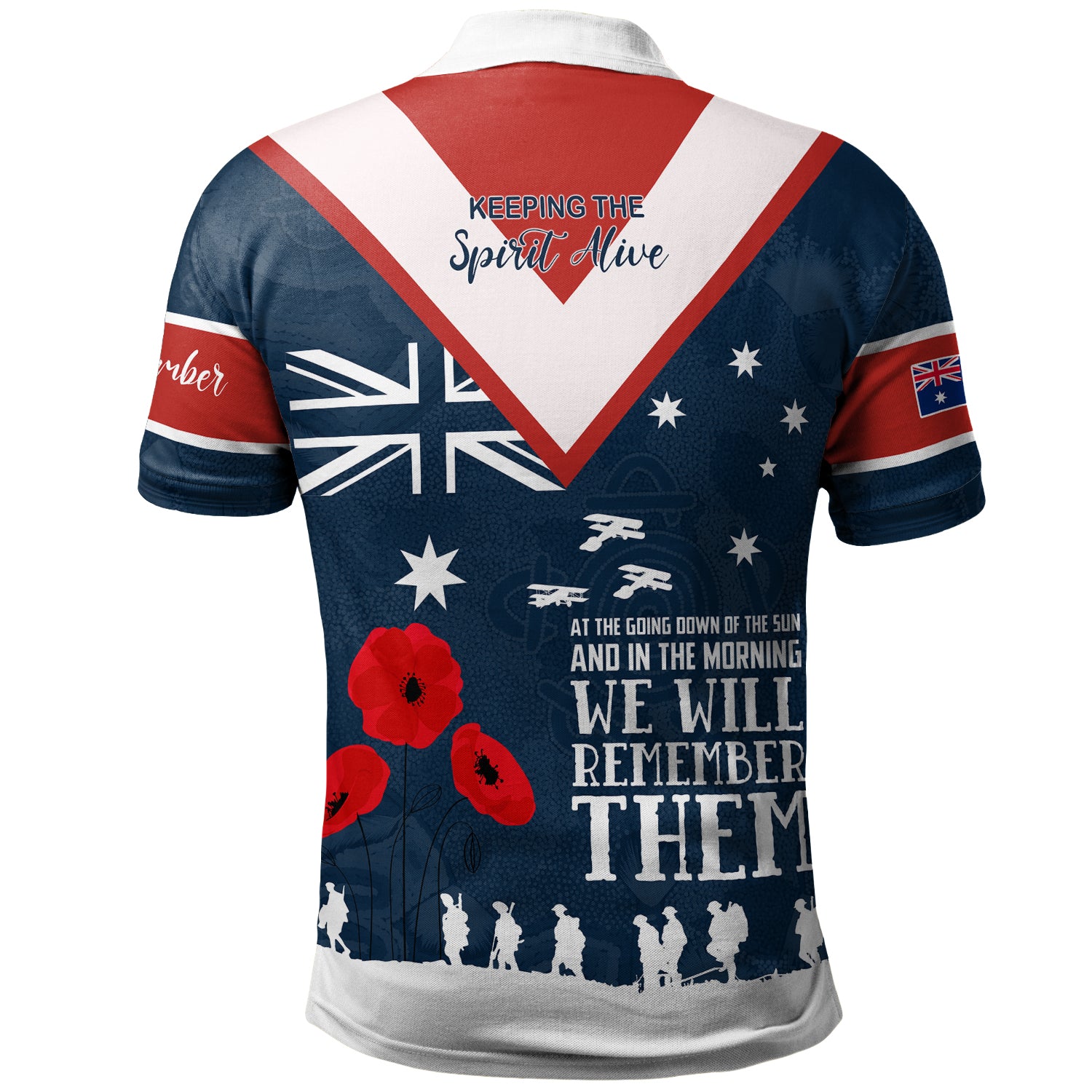 Australia Sydney Anzac Custom Polo Shirt - Blue Keeping the Spirit Alive Polo Shirt - Vibe Hoodie Shop