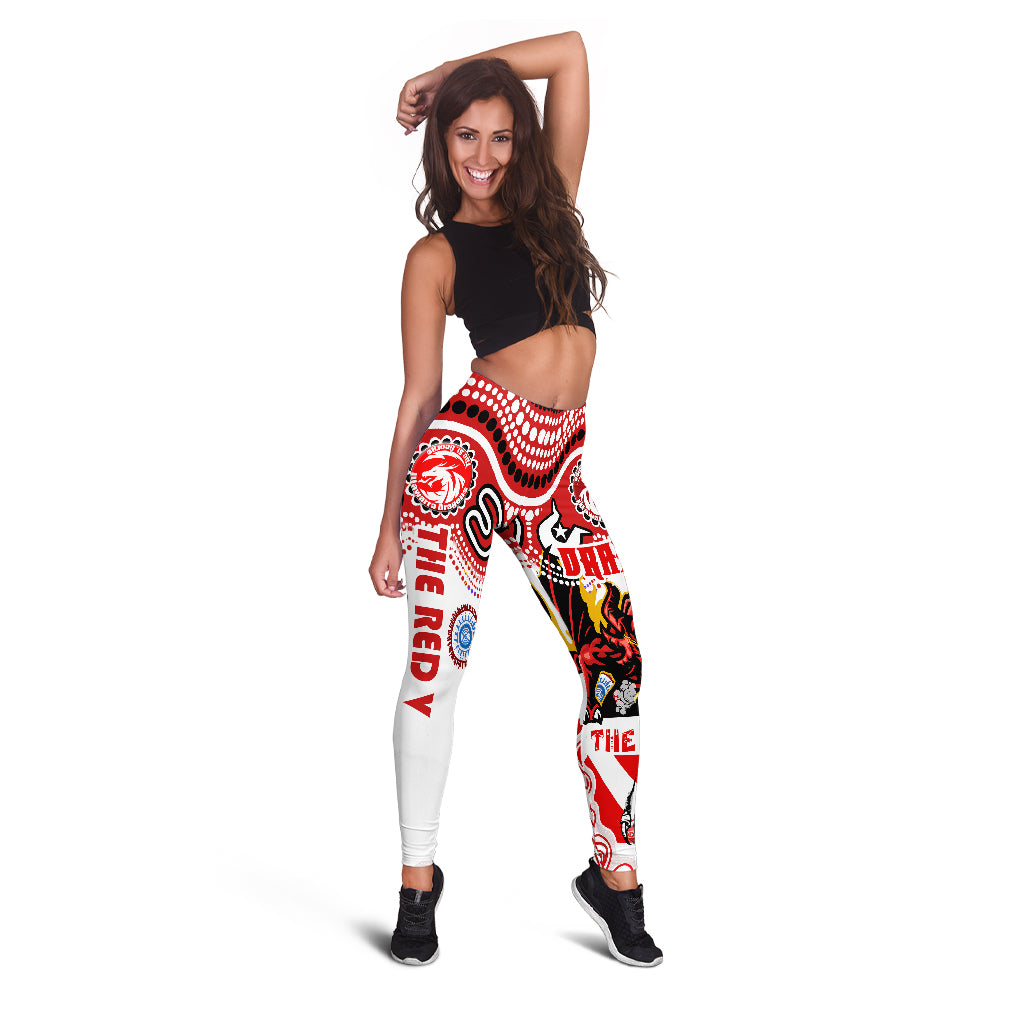 St. George Rugby Indigenous Leggings - The RED V With Aboriginal And Torres Strait Islander Culture Leggings - Vibe Hoodie Shop