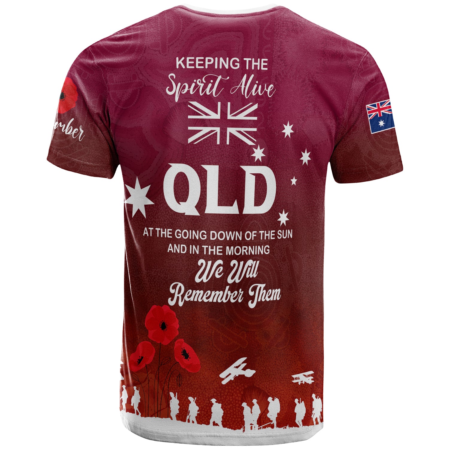 Australia Queensland Anzac Custom T-shirt - Keeping the Spirit Alive T-shirt - Vibe Hoodie Shop