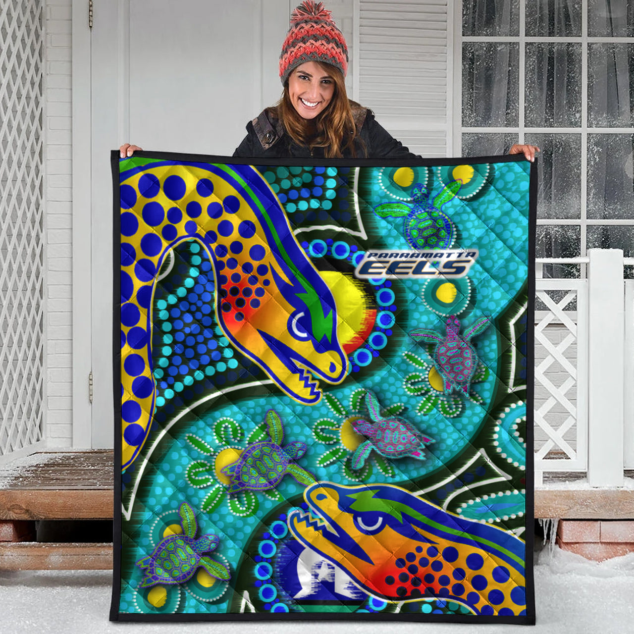 Eels Rugby Custom Quilt - Indigenous Eels With Aboriginal and Torres Strait Islanders Flag RLT13 - Vibe Hoodie Shop