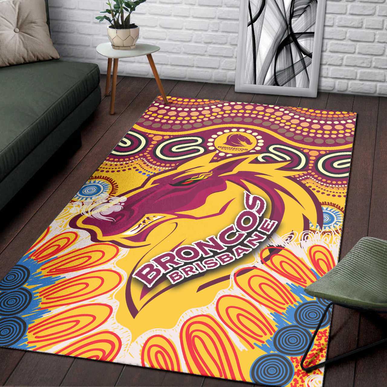 Broncos 2022 Rugby Custom Aboriginal Area Rug - Indigenous Super Broncos RLT13 - Vibe Hoodie Shop