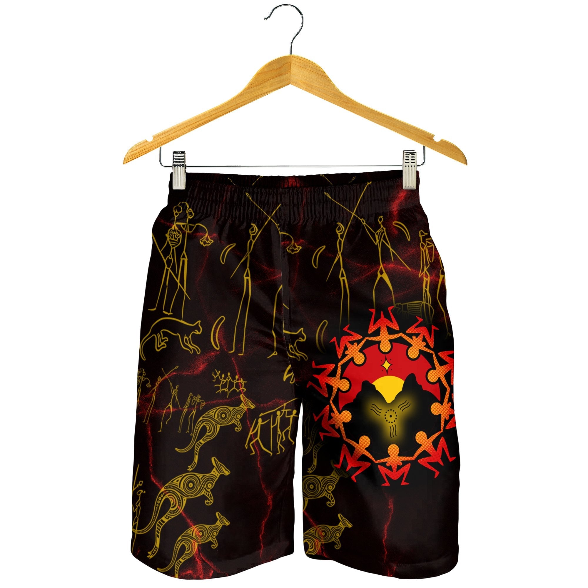 Aboriginal Men's Shorts - Australia Map and Indigenous Flag - Vibe Hoodie Shop