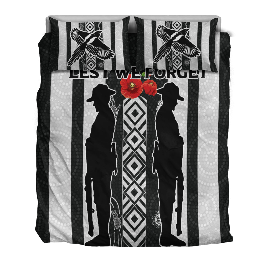 Magpies ANZAC Day Bedding Set - Indigenous Art - - Vibe Hoodie Shop