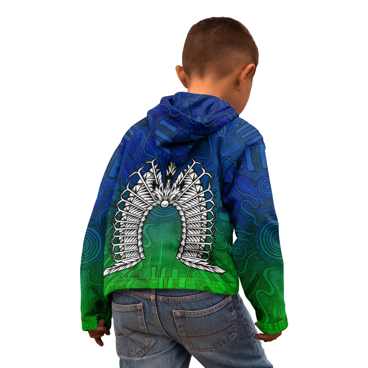 Torres Strait Islanders Kid Zip - Up Hoodie - Dhari Mask - Vibe Hoodie Shop