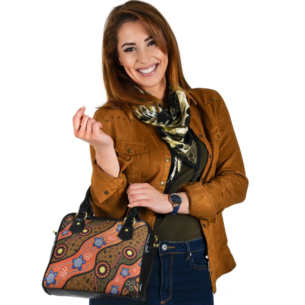 Shoulder Handbag - Aboriginal Dot Unique Style Turtle - Vibe Hoodie Shop