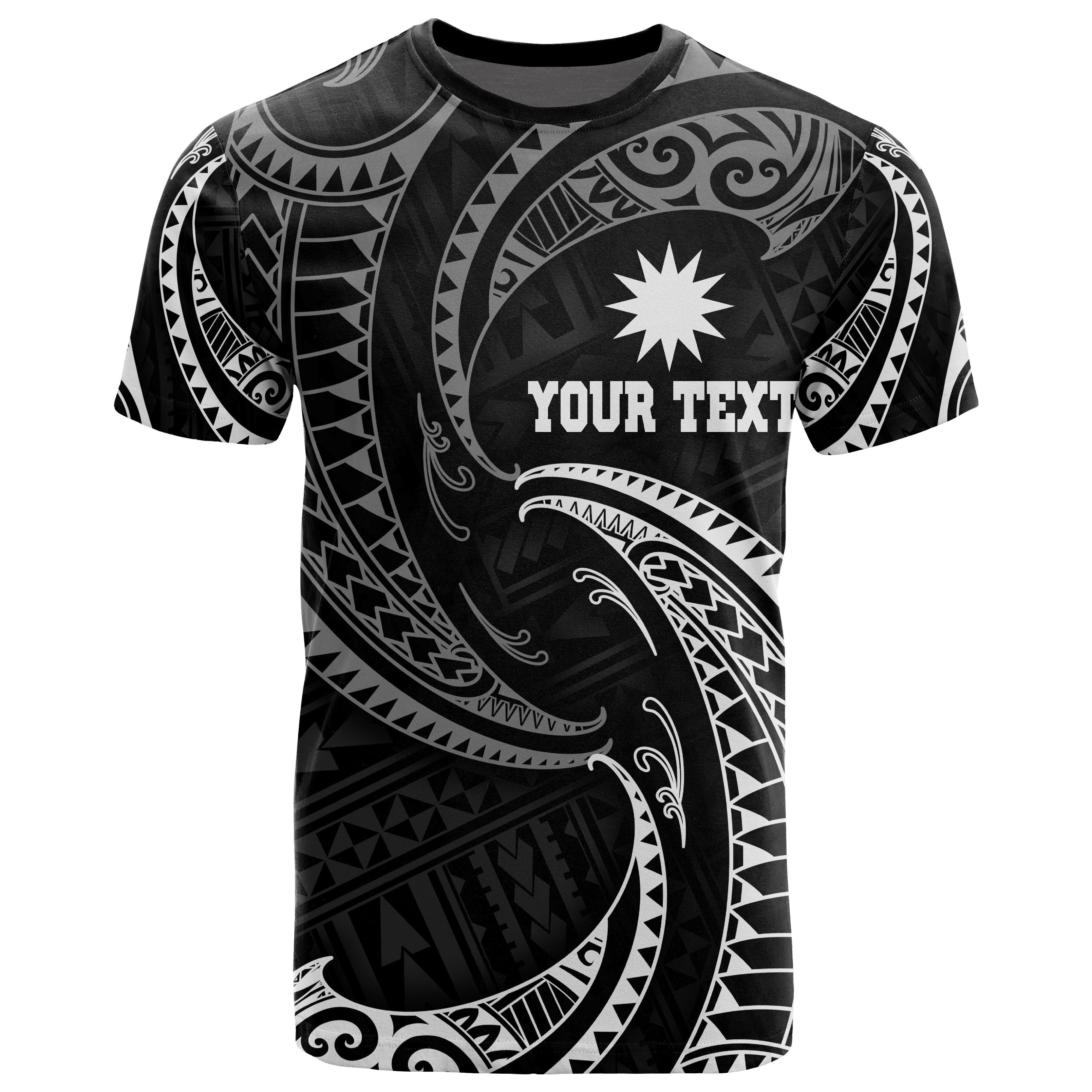 Nauru Polynesian Custom Personalised T shirt - White Tribal Wave - Vibe Hoodie Shop