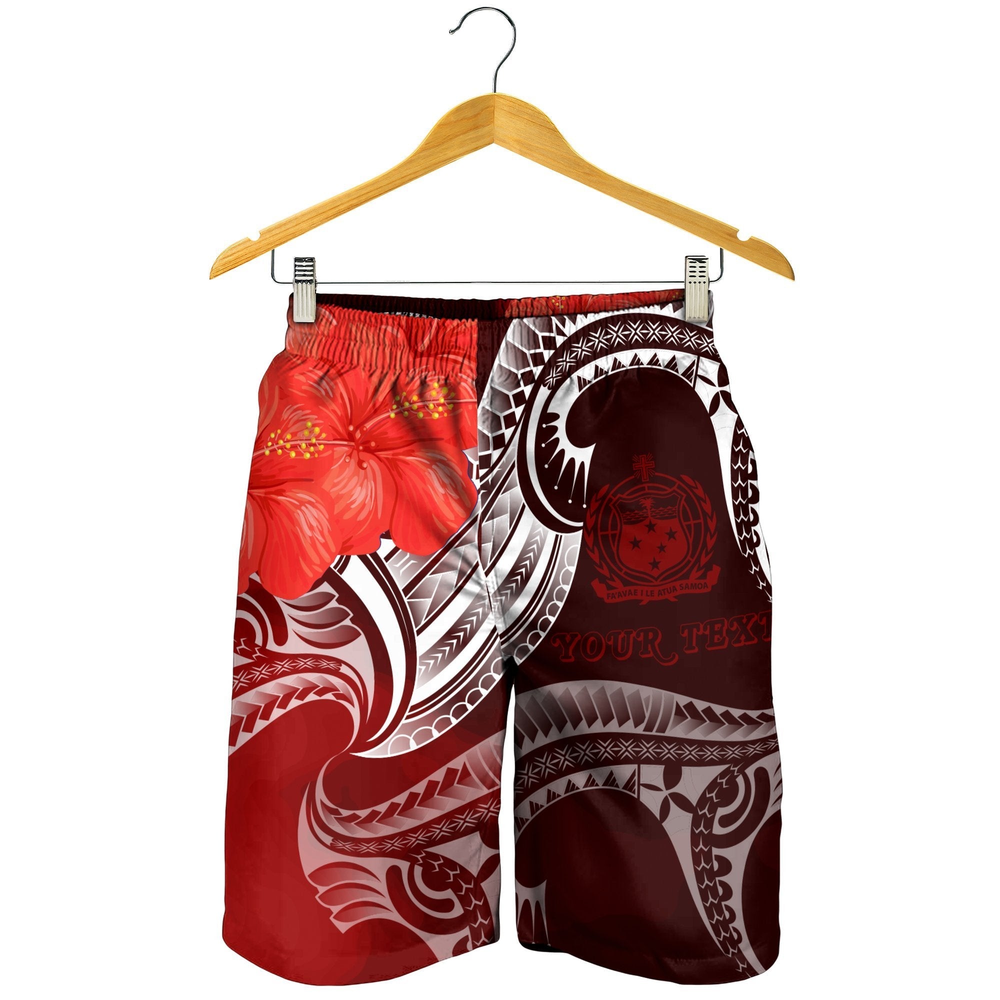 Samoa Custom Personalised Men's Shorts - Samoa Seal Wave Style (Red) - Vibe Hoodie Shop