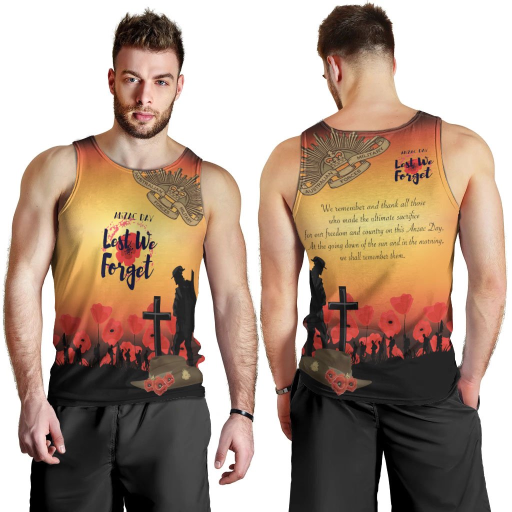 ANZAC Day Men's Tank Top - Lest We Forget - Vibe Hoodie Shop