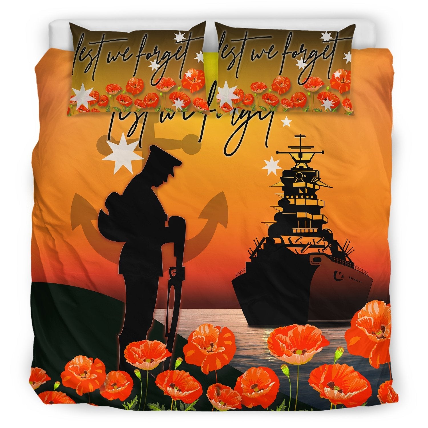 ANZAC Bedding Set - Australian Navy ANZAC - Vibe Hoodie Shop