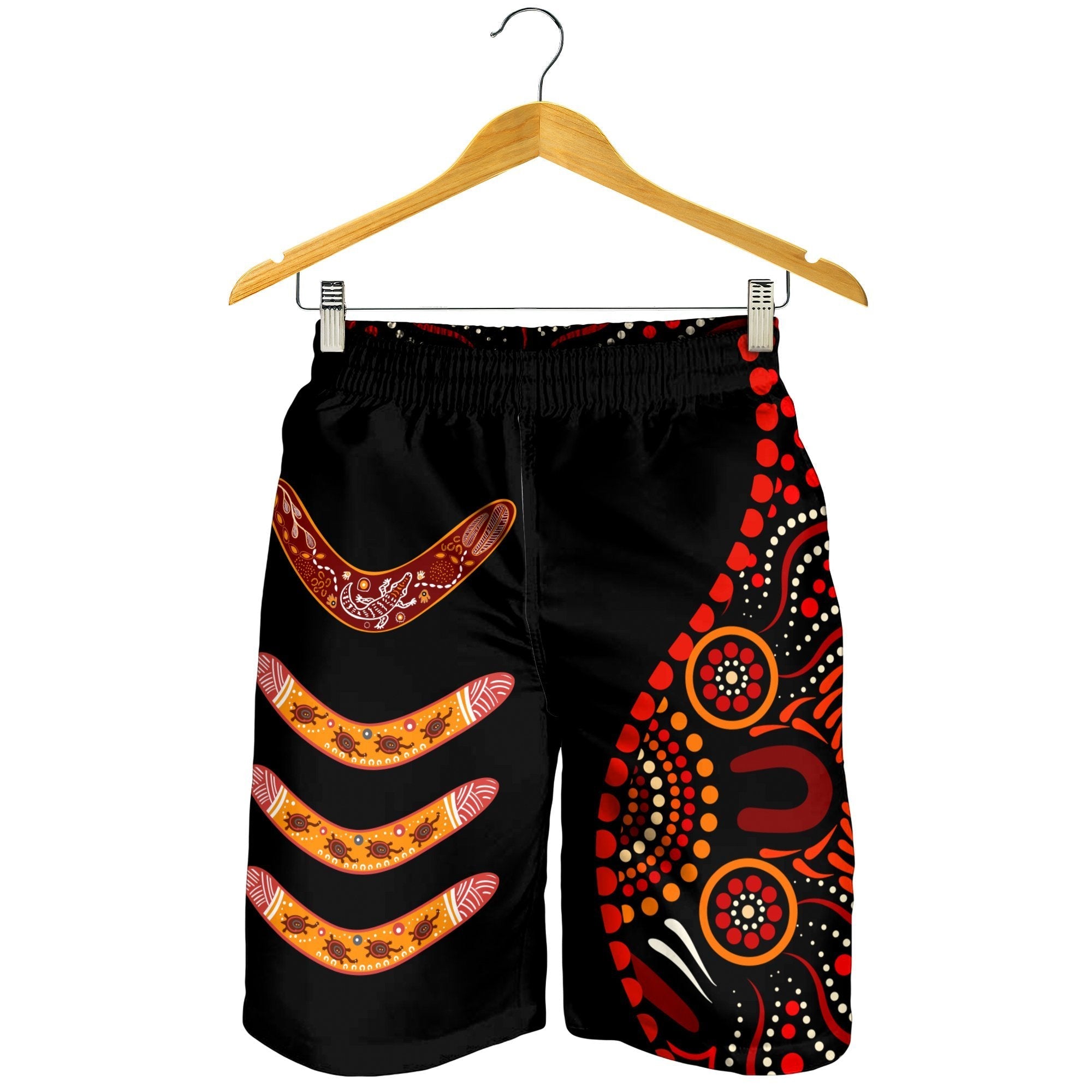 Aboriginal Men's Short - Aboriginal Boomerangs With Dot Painting Pattern - Vibe Hoodie Shop