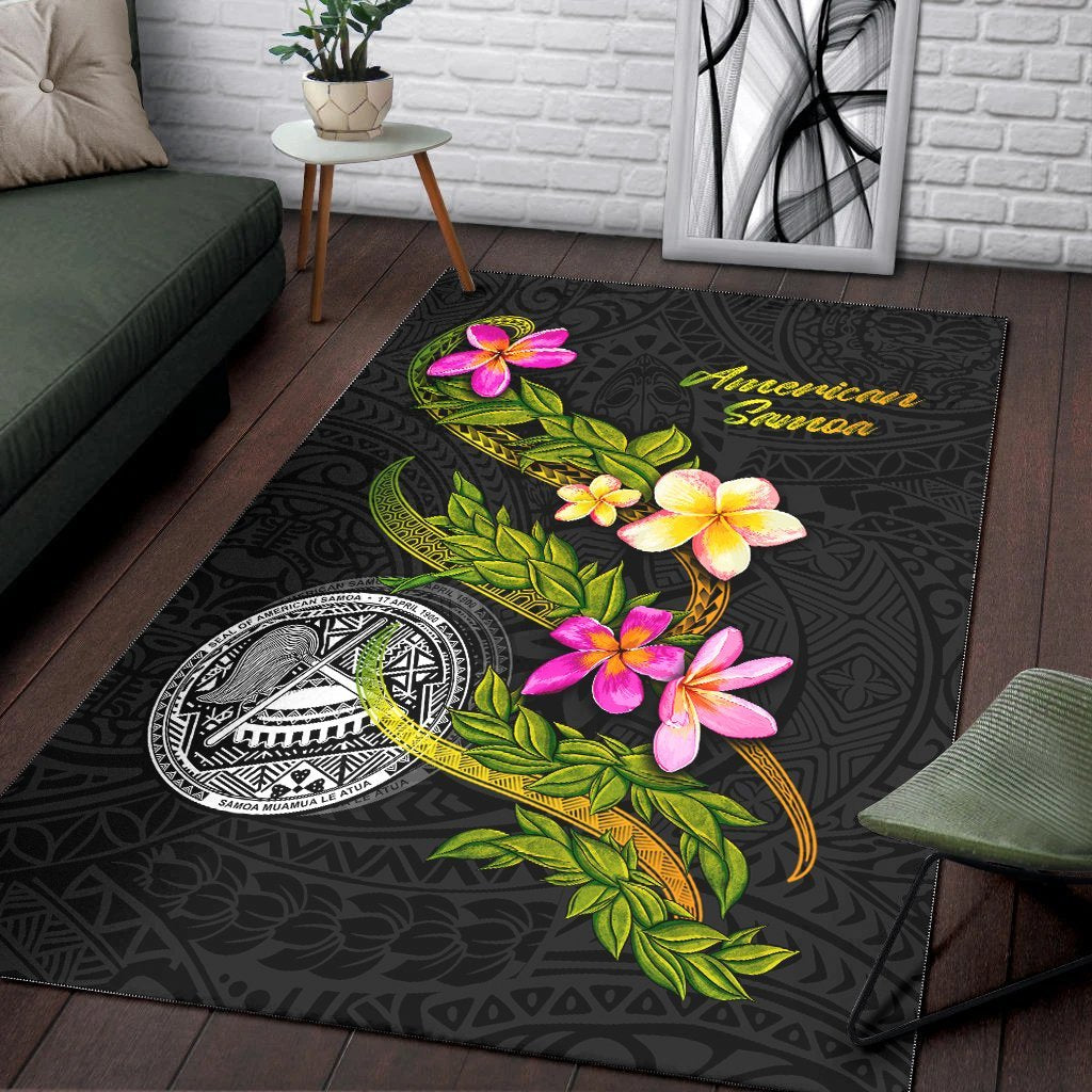 American Samoa Polynesian Area Rug - Plumeria Tribal - Vibe Hoodie Shop