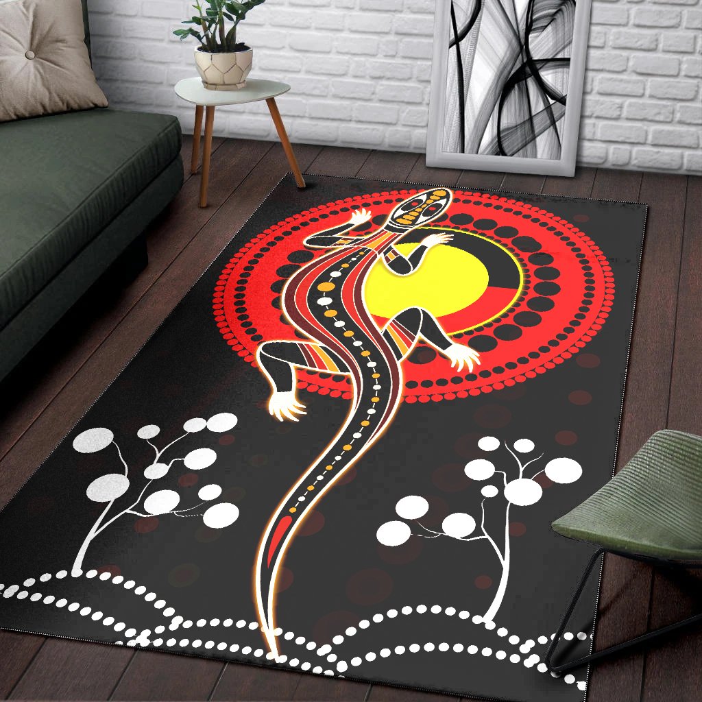 Aboriginal Area Rug - Lizard and Aboriginal Flag - Vibe Hoodie Shop