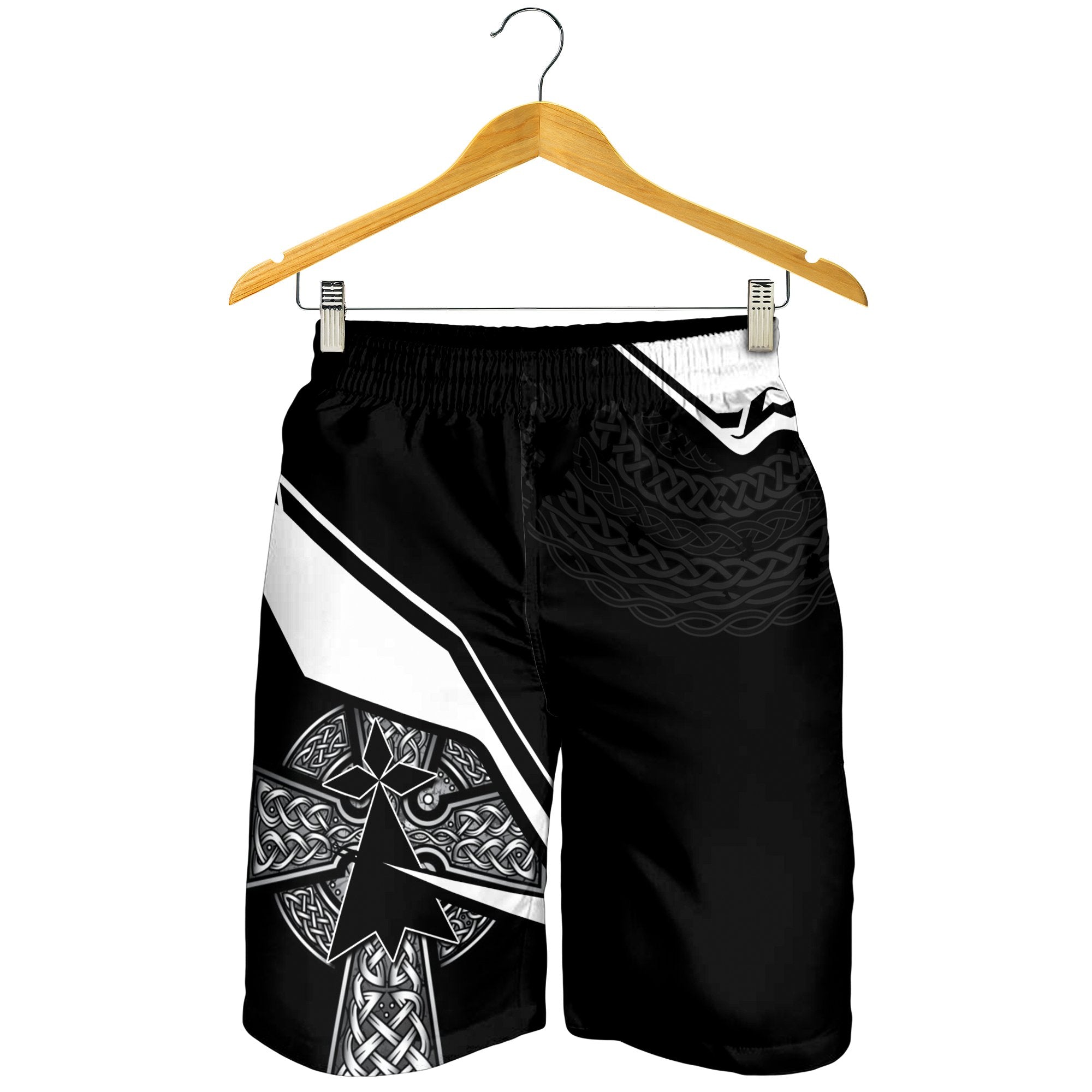 Brittany Celtic Shorts Men - Celtic Cross and Brittany Stoat Ermine - Vibe Hoodie Shop