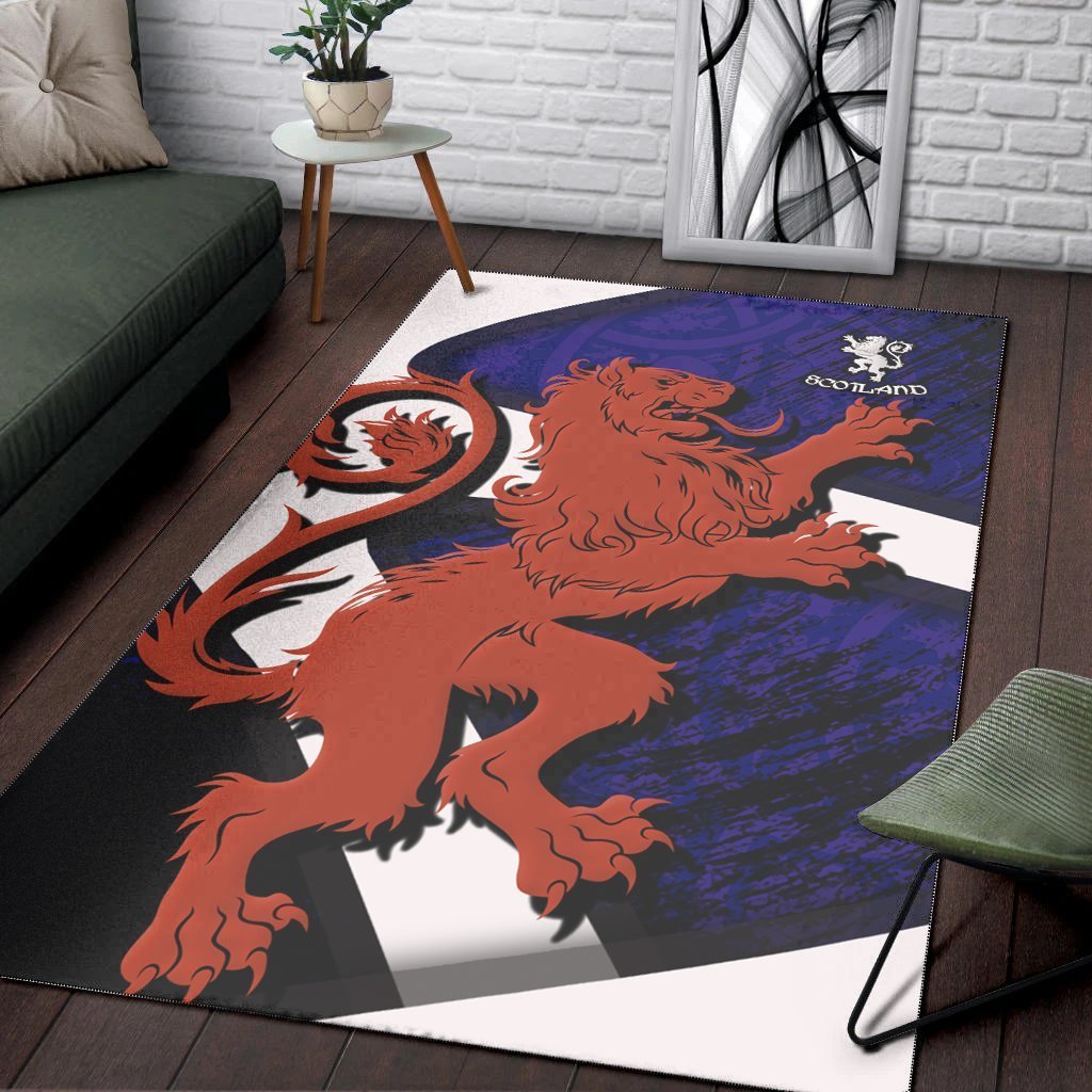 Scotland Celtic Area Rug - Scottish Lion and Thistle Pattern Brush - Vibe Hoodie Shop