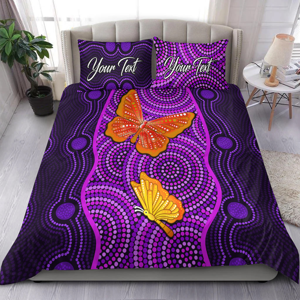 (Custom Personalised) Aboriginal Dot Bedding Set Butterfly Natural Beauty - Vibe Hoodie Shop