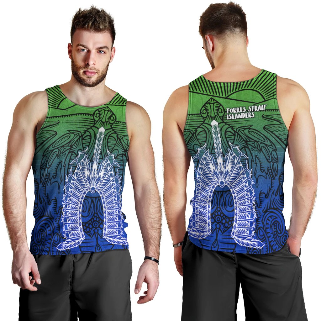 Torres Strait Islanders Men's Tank Top - Turtle and Dhari Mask - Vibe Hoodie Shop