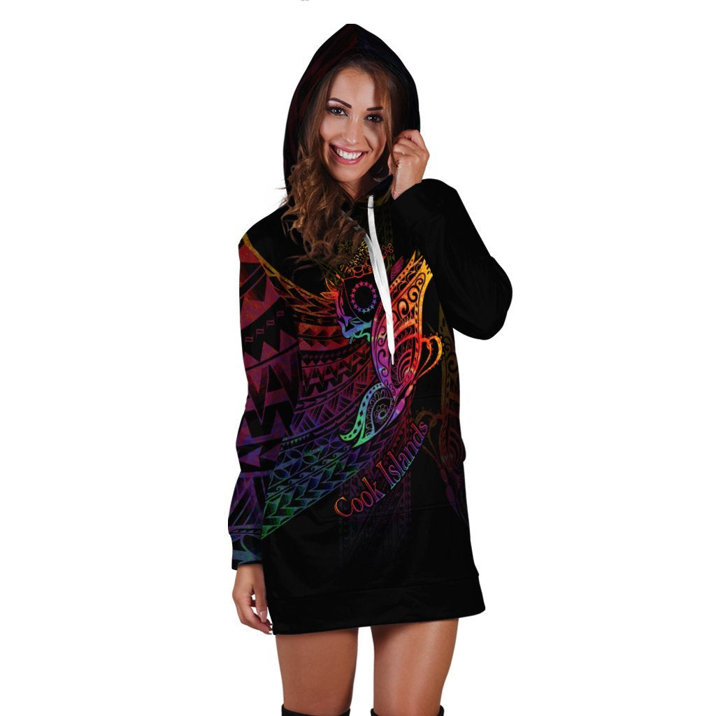 Cook Islands Hoodie Dress - Butterfly Polynesian Style - Vibe Hoodie Shop