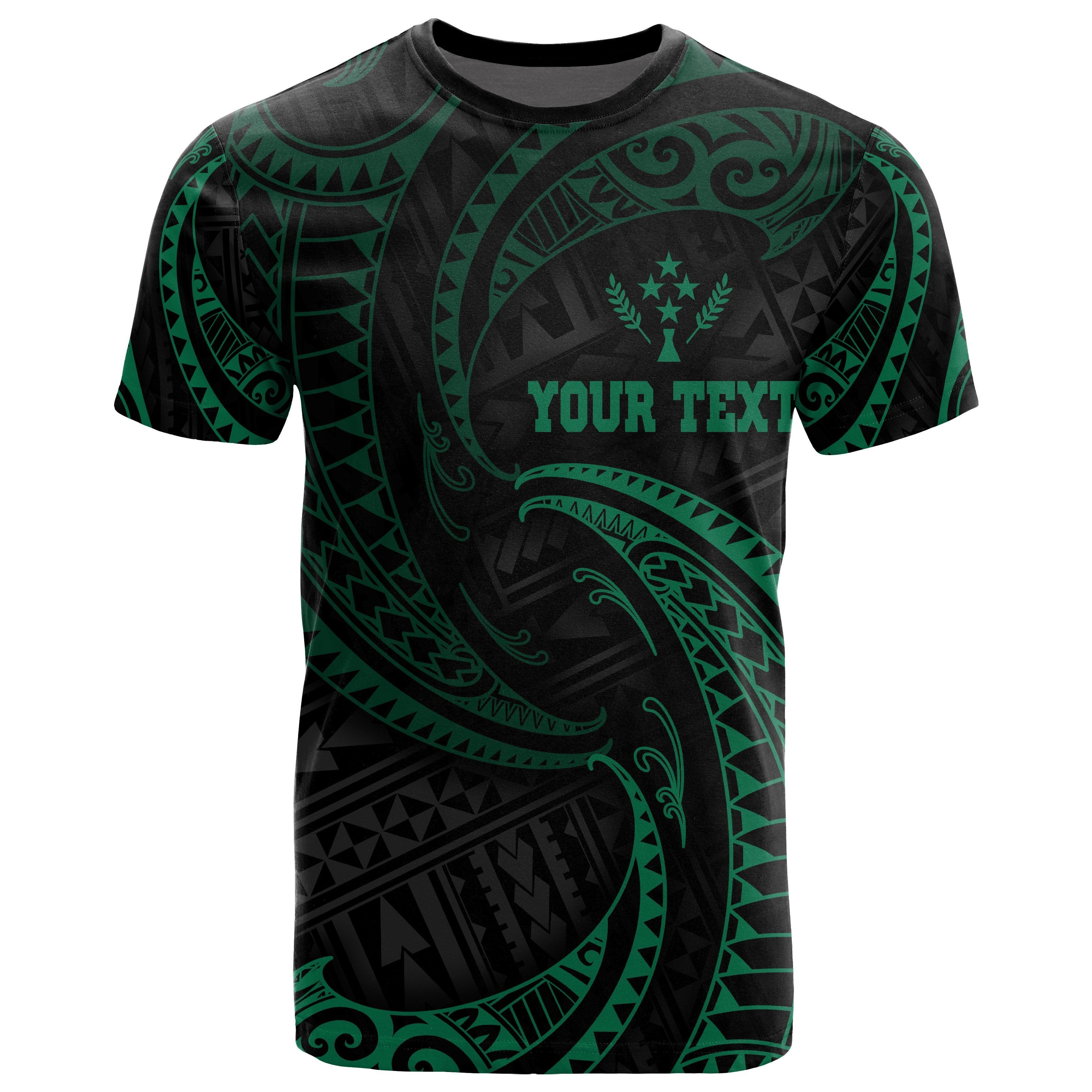 Kosrae Micronesia Custom Personalised T shirt - Green Tribal Wave - Vibe Hoodie Shop