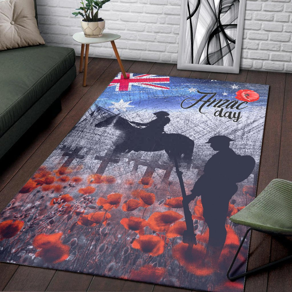 ANZAC Day Area Rug - Lest We Forget Vintage Poppies - Vibe Hoodie Shop