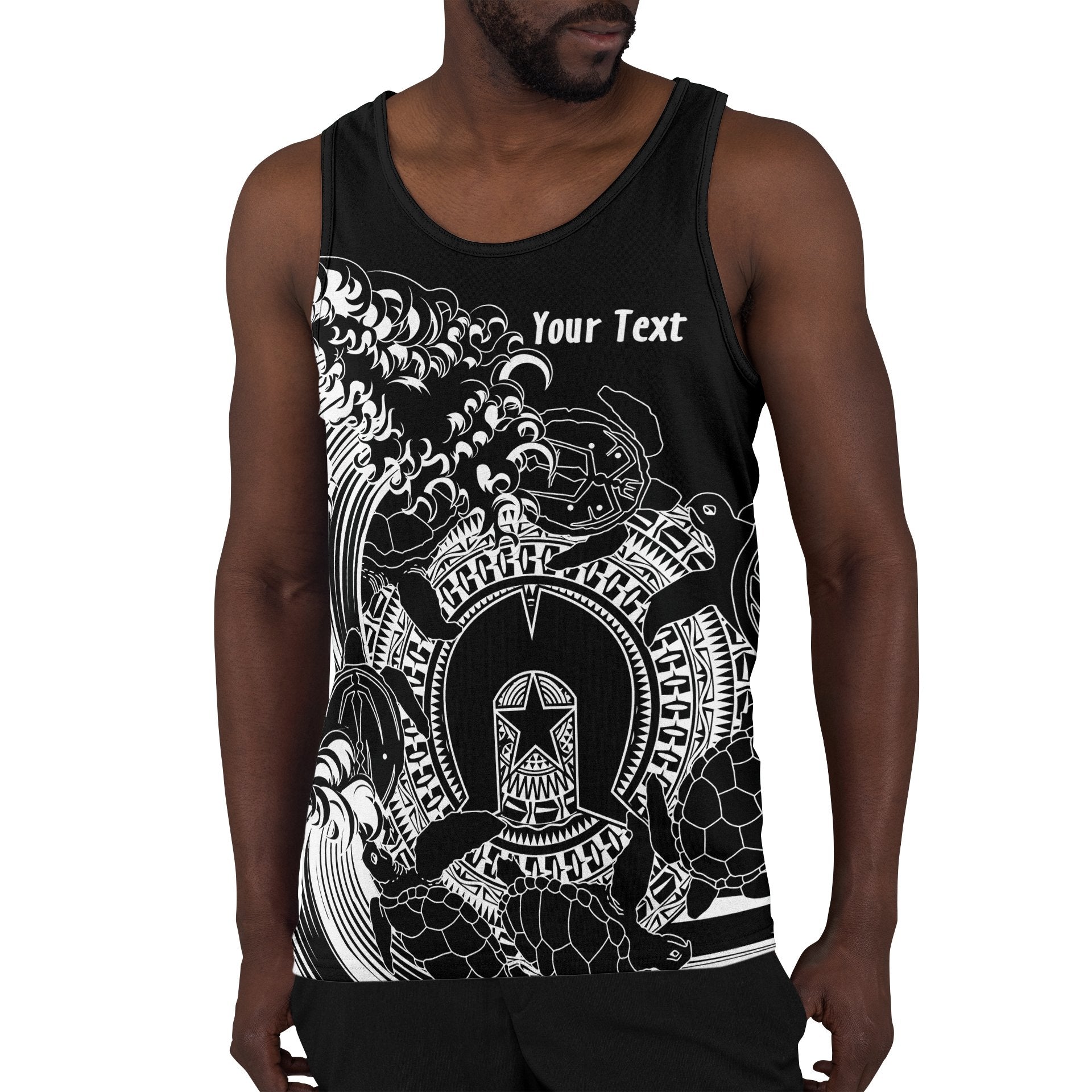 Custom Aboriginal Men's Tank Top, Torres Strait Islands in Wave (Black) - Vibe Hoodie Shop