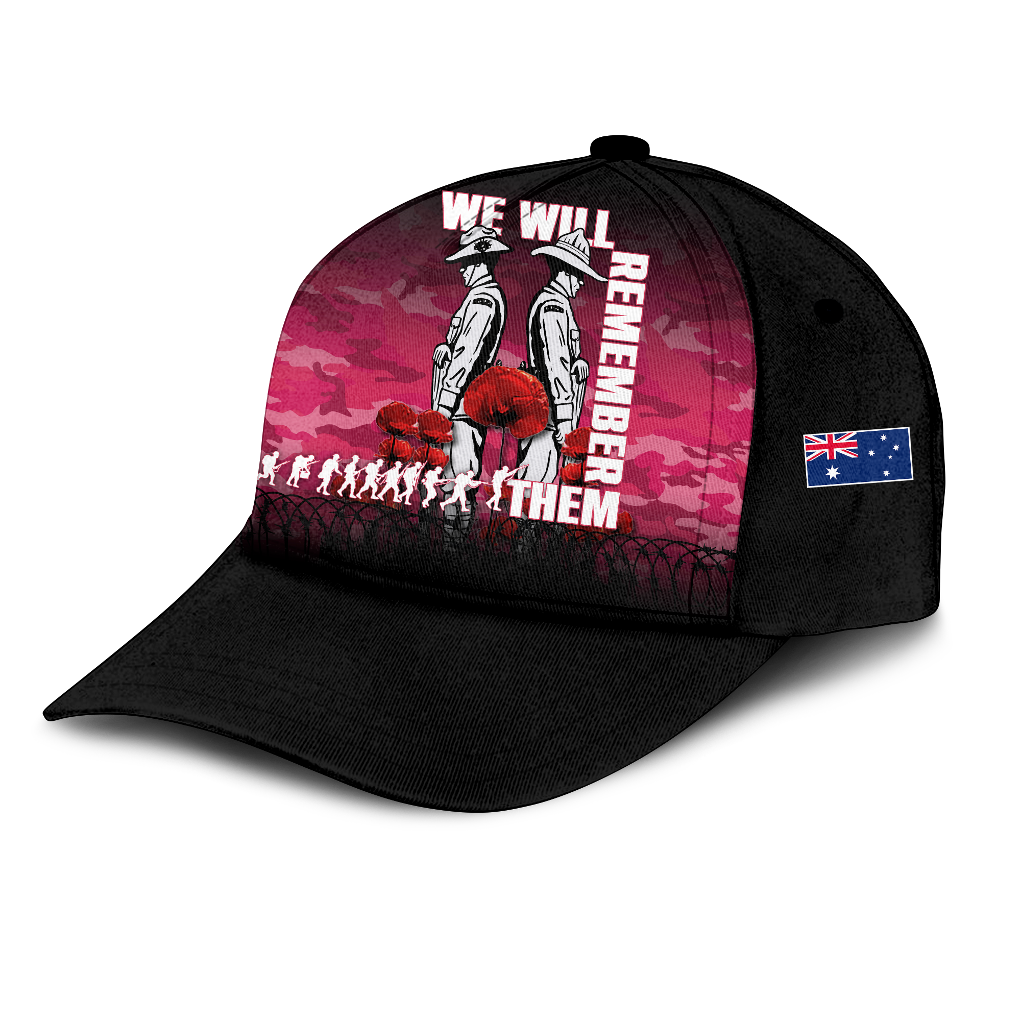 Australia ANZAC 2022 Caps Camouflage With Poppy Pink - - Vibe Hoodie Shop