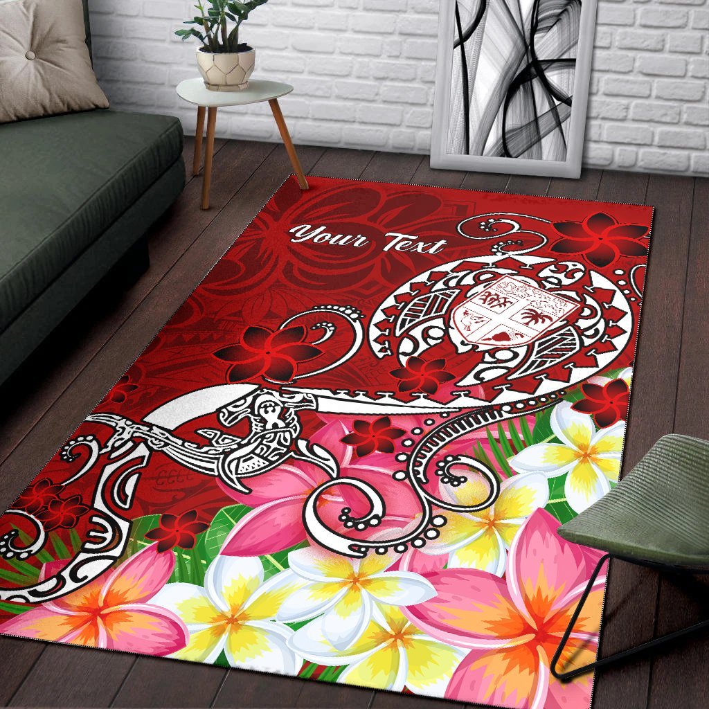 Fiji Custom Personalised Area Rug - Turtle Plumeria (Red) - Vibe Hoodie Shop