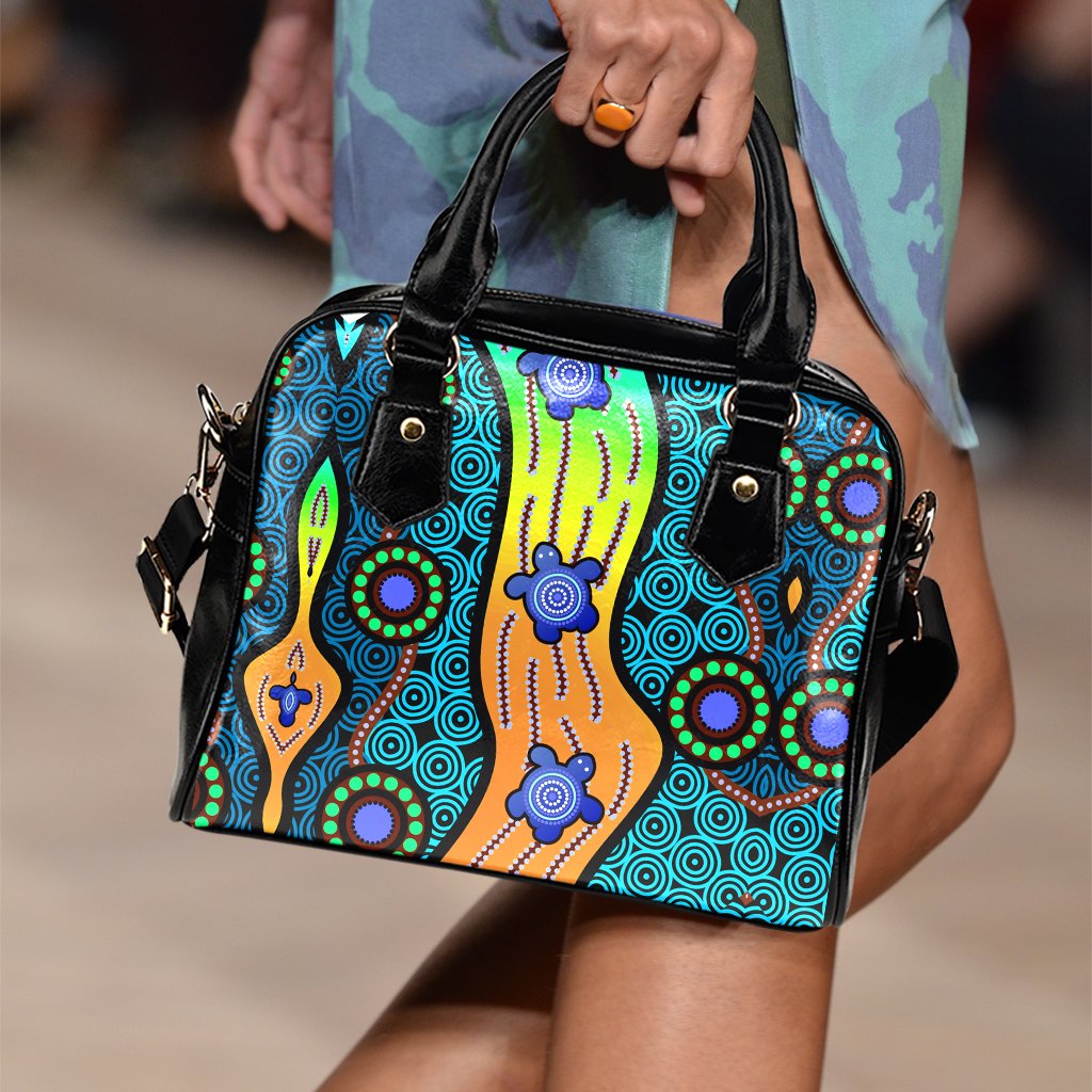 Shoulder Handbags - Aboriginal Turtle - Vibe Hoodie Shop