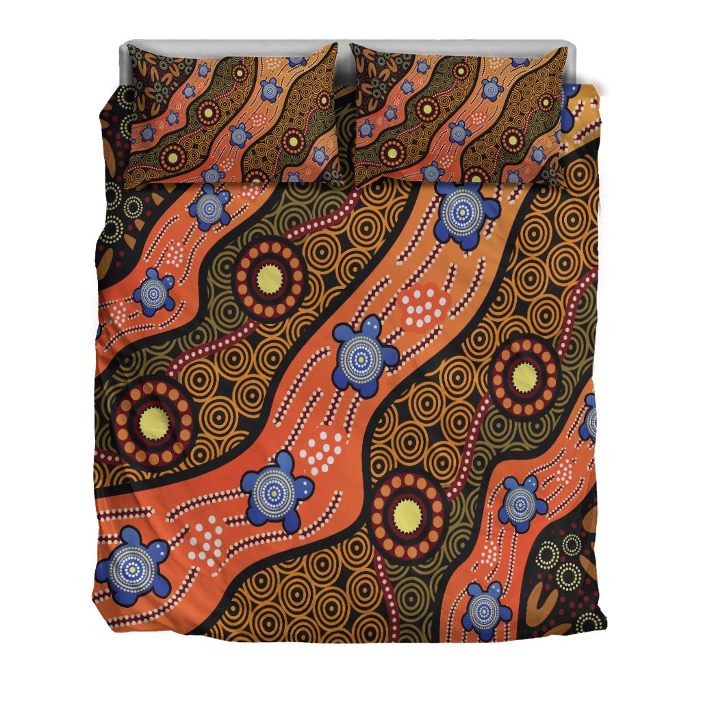 Bedding Set - Aboriginal Dot Unique Style Turtle - Vibe Hoodie Shop