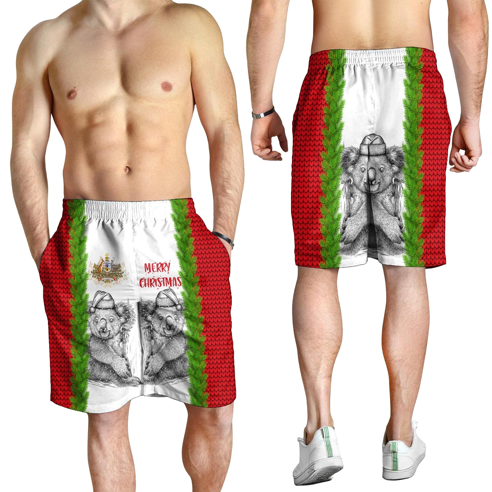 Australia Christmas Men's Shorts - Merry Christmas Koala - Vibe Hoodie Shop