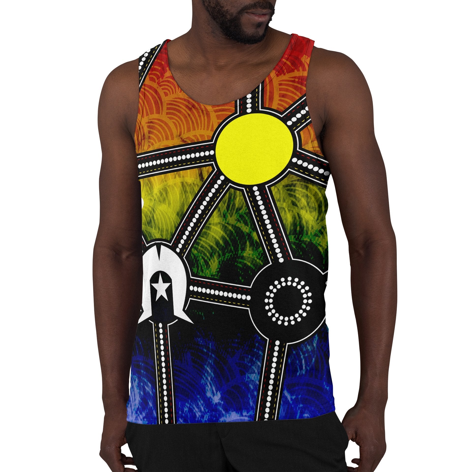 NAIDOC Week 2021 Men's Tank, Aboriginal Geometric Style - Vibe Hoodie Shop