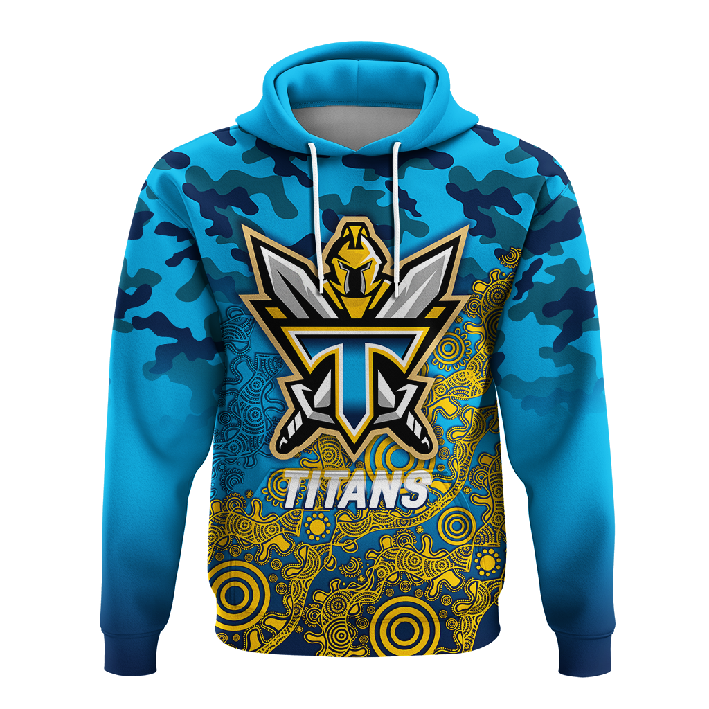 Titans Rugby ANZAC Day Camouflage Indigenous Art Hoodie - LT12 - Vibe Hoodie Shop