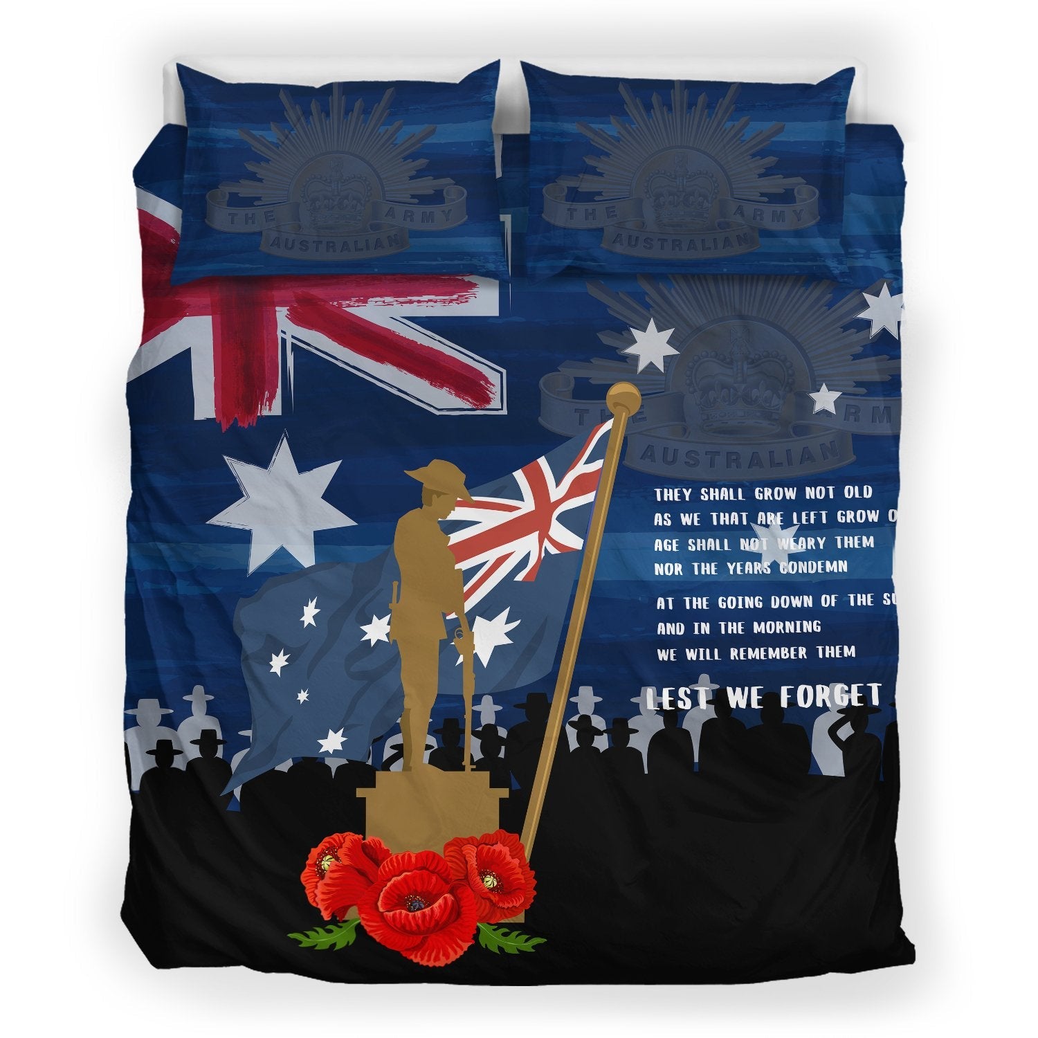 ANZAC Bedding Set - Always Remember Australian ANZAC Day - Vibe Hoodie Shop