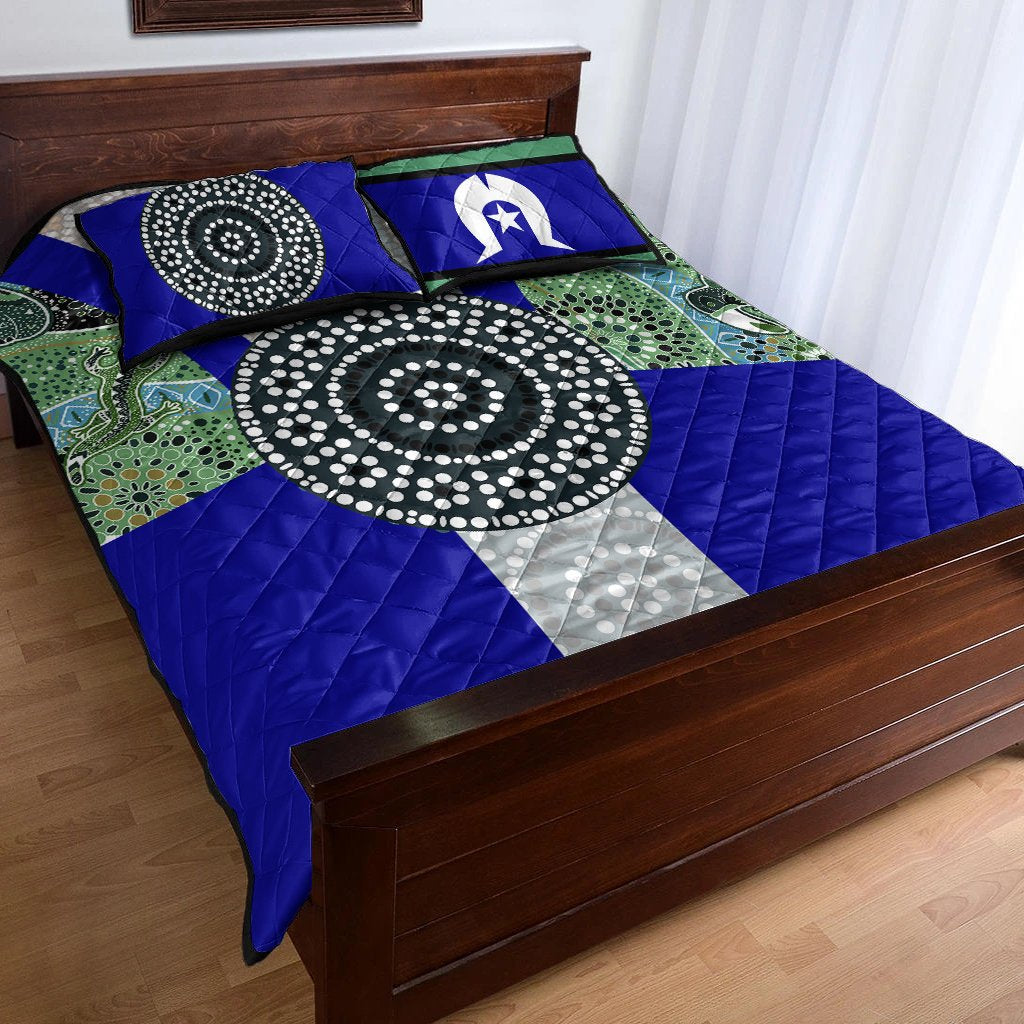 Quilt Bed Set - Flag of Torres Strait Islanders - Vibe Hoodie Shop