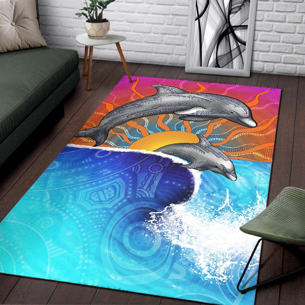 Vibe Hoodie Aboriginal Area Rug, Indigenous Dolphin - HN - RLT20 - Vibe Hoodie Shop