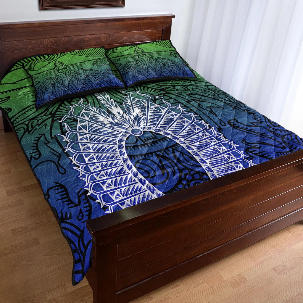 Torres Strait Islanders Quilt Bed Set - Turtle and Dhari Mask - Vibe Hoodie Shop