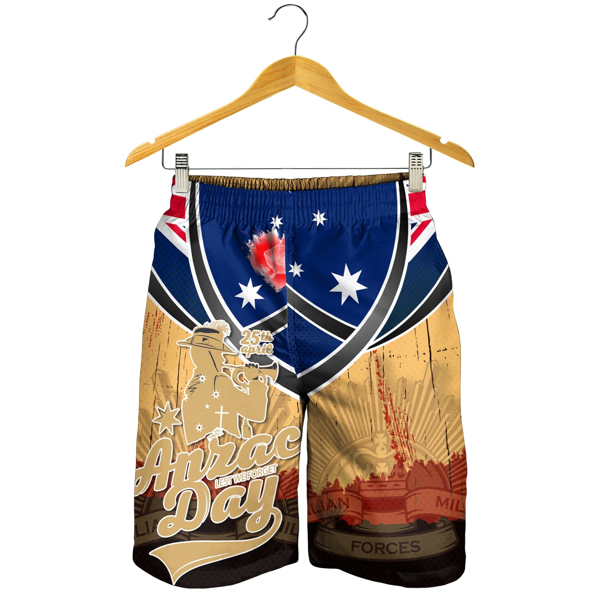 Men Shorts - ANZAC Lest We Forget - Vibe Hoodie Shop