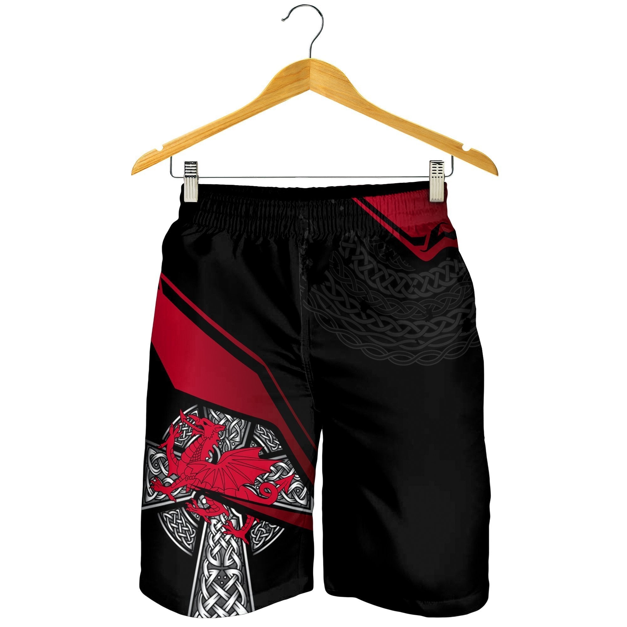 Wales Celtic Shorts Men - Celtic Cross and Welsh - Vibe Hoodie Shop