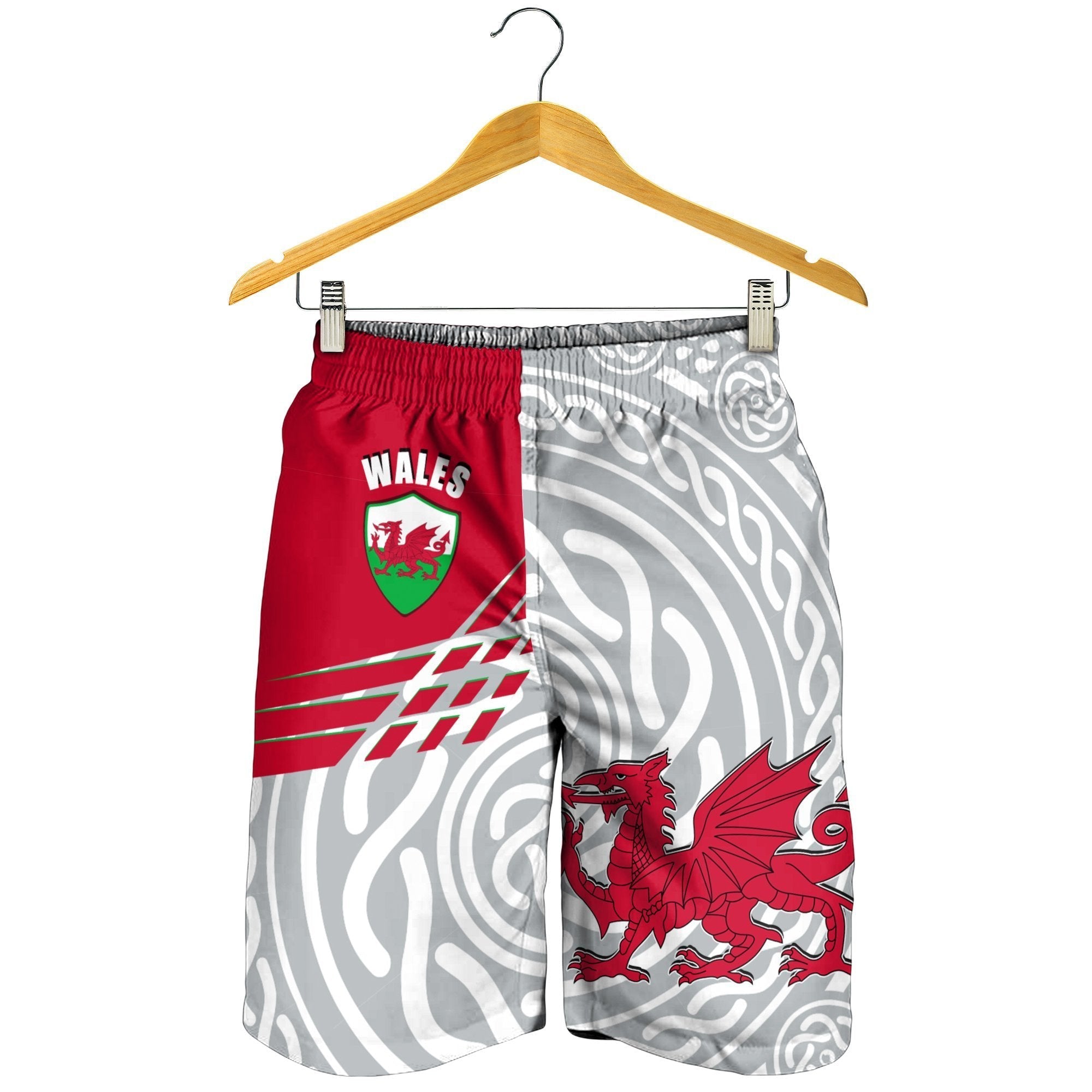 Wales Men's Short - Welsh Cymru With Celtic Patterns - Vibe Hoodie Shop