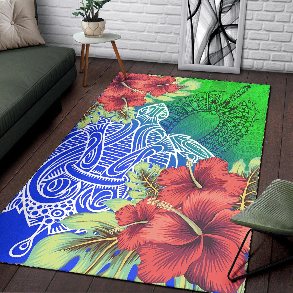 Torres Strait Islanders Area Rug - Ocean Hibiscus - Vibe Hoodie Shop