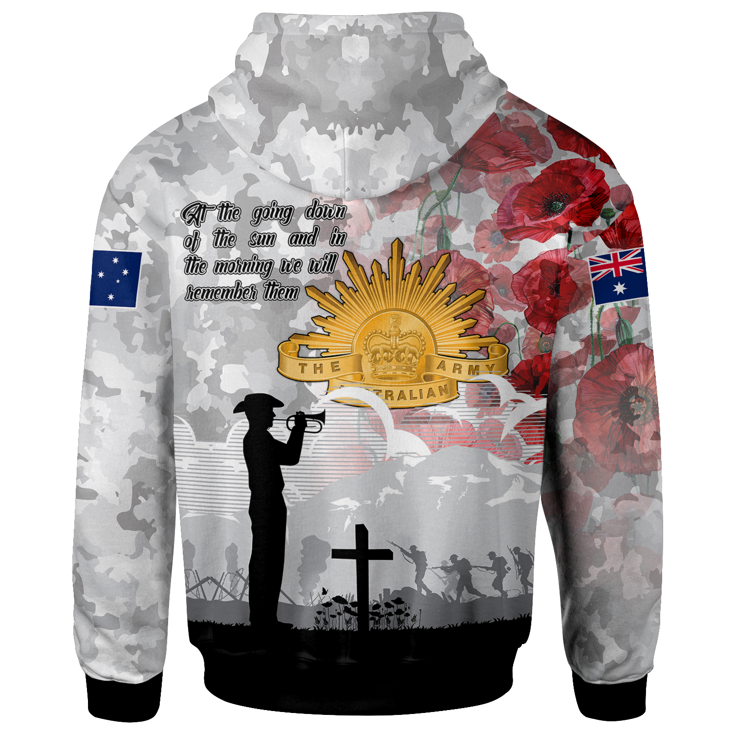 ANZAC Zip - Up Hoodie - We Will Remember Them - Vibe Hoodie Shop