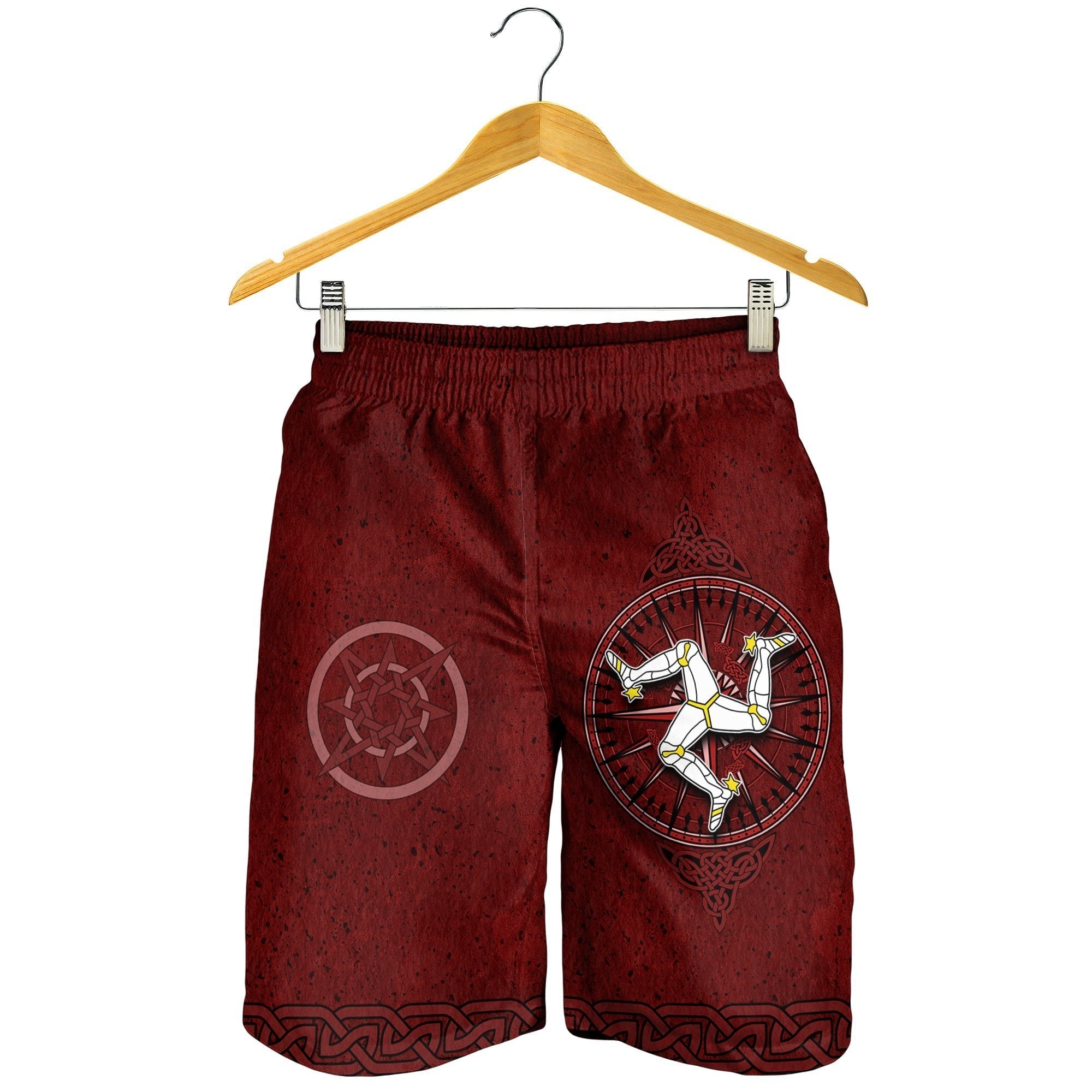 Isle Of Man Celtic Shorts Men - Celtic Compass With Manx Triskelion - Vibe Hoodie Shop