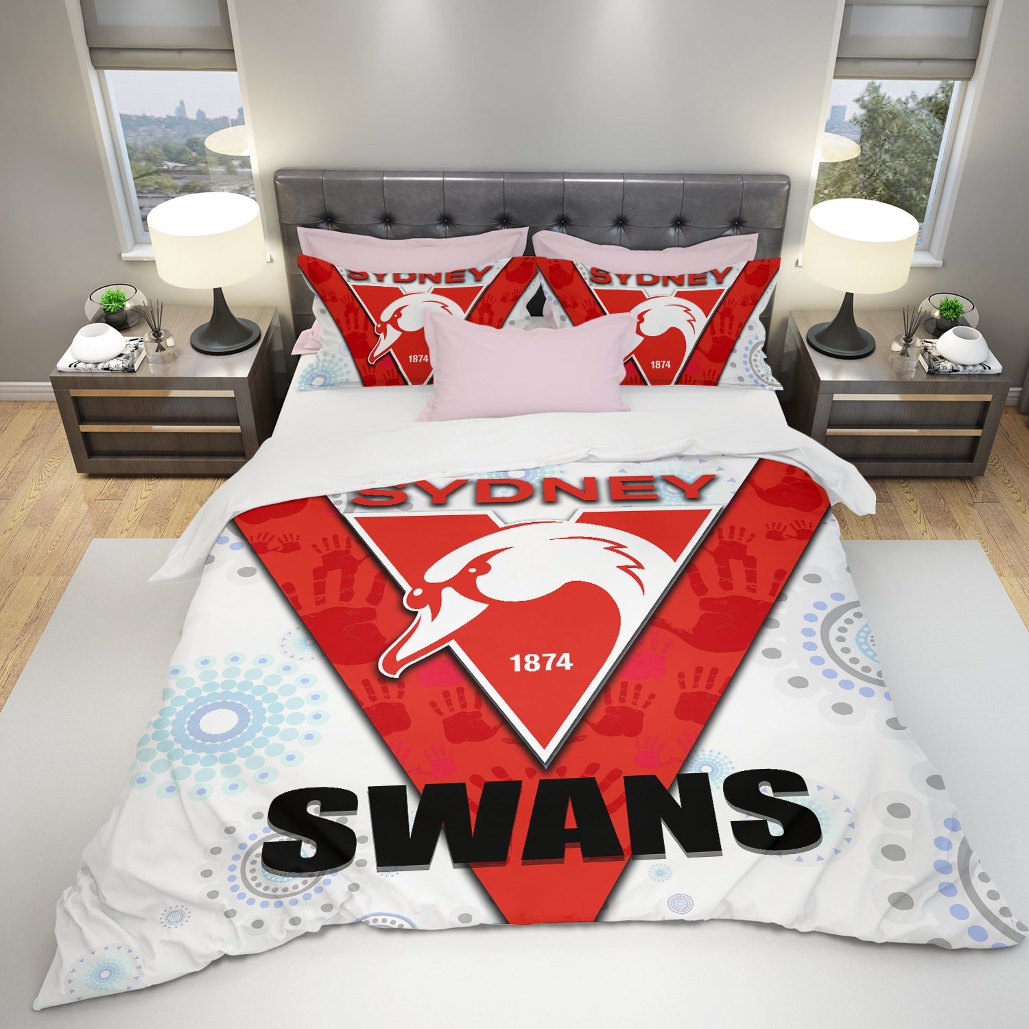 Sydney Swans Mix Aboriginal Bedding Set - LT20 - Vibe Hoodie Shop