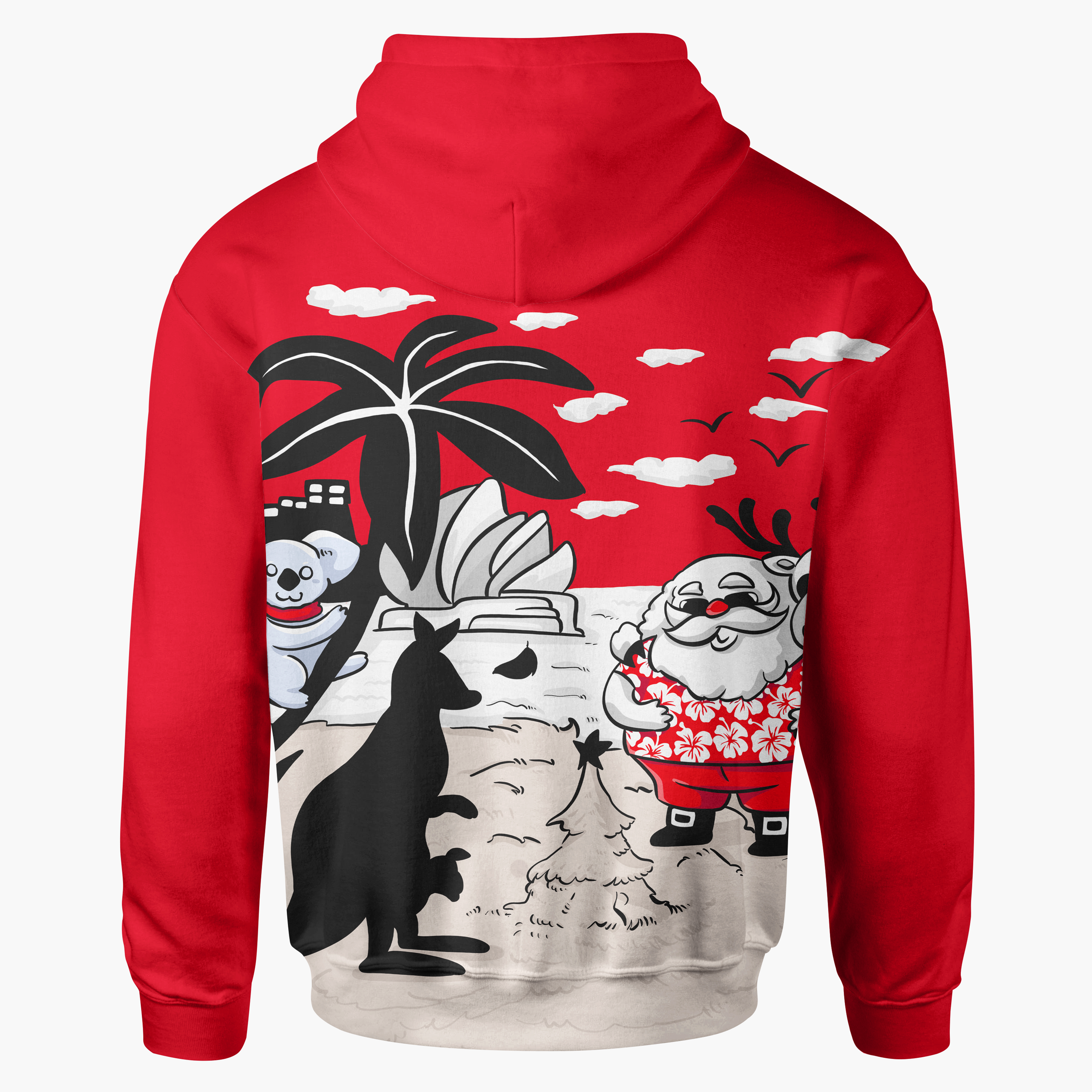 Australia Christmas Hoodie - Santa Claus Hoodie Kangaroo Ver02 - All Over Print - Unisex - Vibe Hoodie Shop